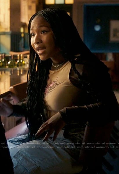 Delilah's layered butterfly top on Yellowstone
