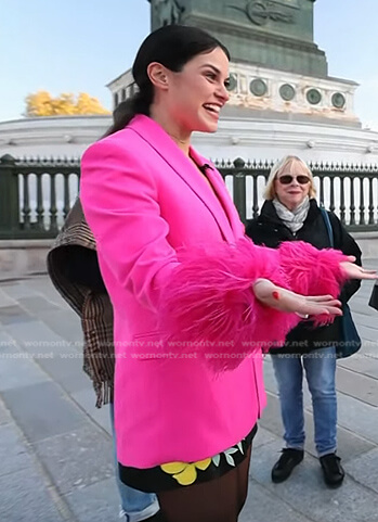 Donna's pink blazer and black floral leather skirt on Today