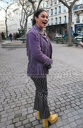 Donna's purple fringed suede jacket on Today