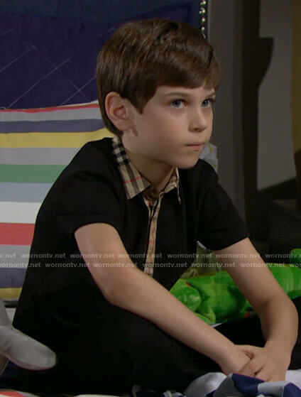 Douglas's black polo shirt with plaid collar on The Bold and the Beautiful