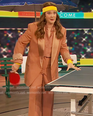 Drew's satin trim blazer on The Drew Barrymore Show