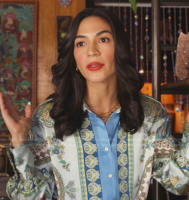Felisa's printed satin blouse on 9-1-1