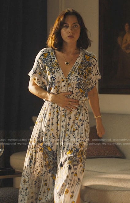 Harper's white floral maxi dress on The White Lotus