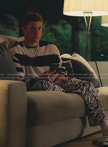 Ivan's black and white striped mesh shirt on Elite