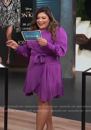 Jenn Chan's purple wrap dress on Access Hollywood