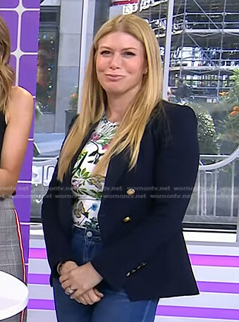 Jill's white floral tee and navy blazer on Today