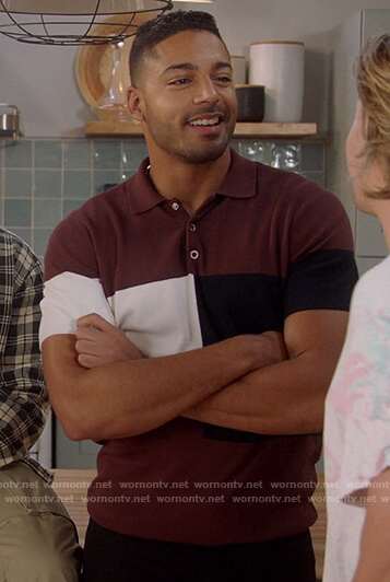 Jordan's maroon polo on All American