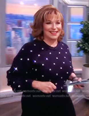 Joy's blue crystal embellished sweater on The View