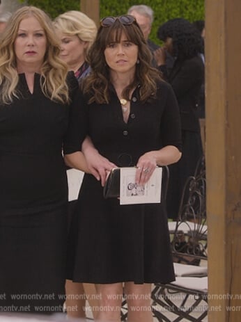 Judy's black mini polo dress on Dead to Me