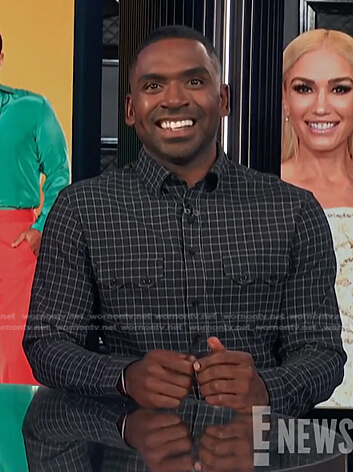 Justin's black check shirt on E! News