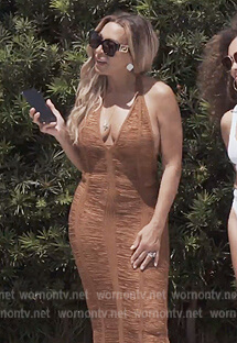 Karen's brown open-knit dress on The Real Housewives of Potomac