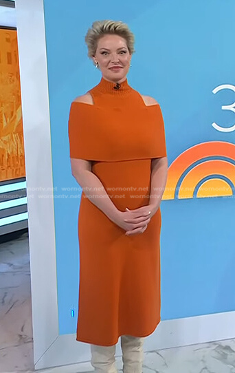 Katherine Heigl's orange cold shoulder dress on Today