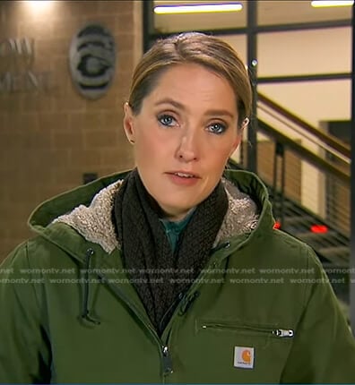 Kayna's green hooded jacket on Good Morning America