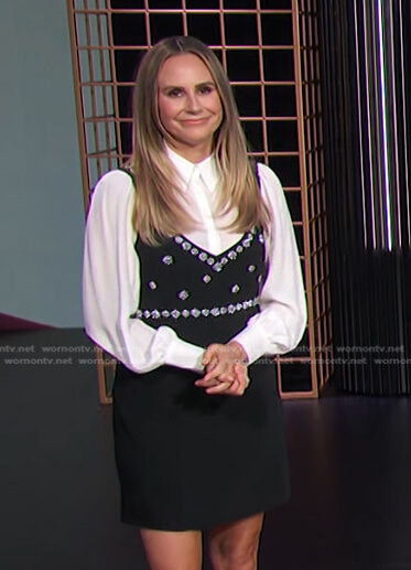 Keltie Knight's black crystal embellished dress on E! News