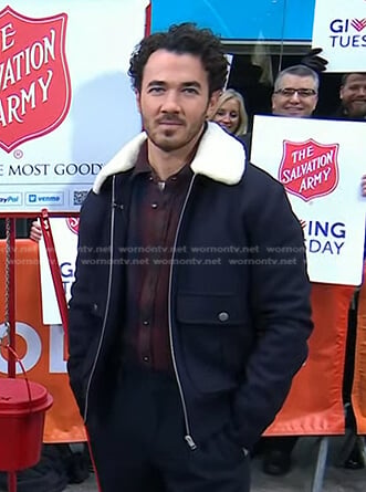 Kevin Jonas's navy shearling collar jacket on Today