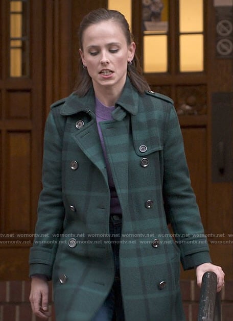 Kimberly's plaid coat on The Sex Lives of College Girls
