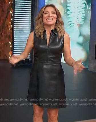 Kit's black zip front leather dress on Access Hollywood