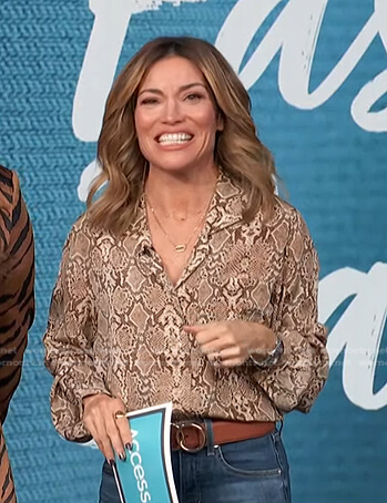 Kit's beige python print blouse on Access Hollywood