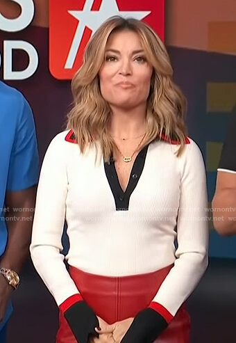 kit's white contrast trim polo top on Access Hollywood
