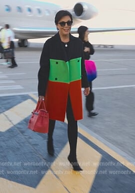 Kris's colorblock coat on The Kardashians