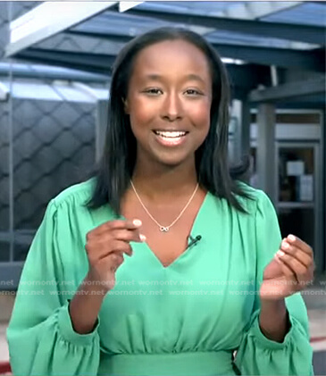 Lalee's green v-neck dress on Good Morning America