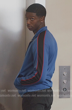 Lando's blue sleeve stripe jacket on All American Homecoming