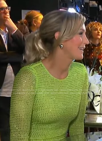Lara's green embellished mesh dress on Good Morning America
