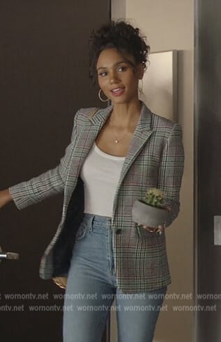 Layla's plaid blazer and bag on All American