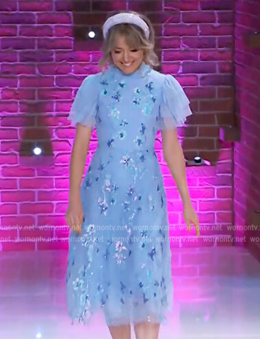 Lindsey Stirling's blue floral tulle dress on The Kelly Clarkson Show