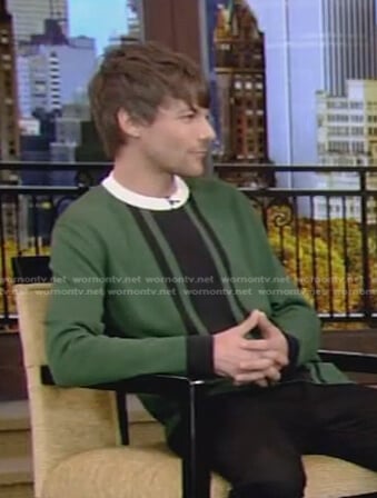 Louis's green striped sweater on Live with Kelly and Ryan
