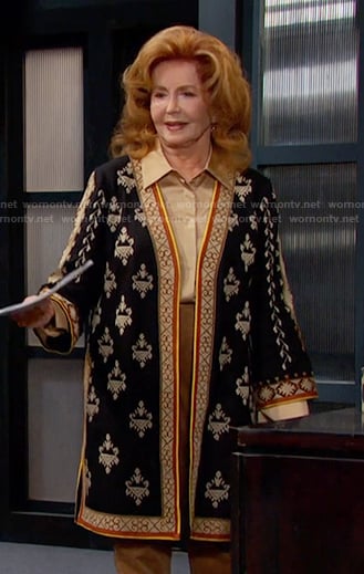 Maggie's black embroidered jacket on Days of our Lives