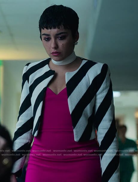 Ari's stripe Jacket on Elite