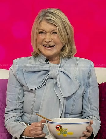 Martha's denim tie neck blouse on Today