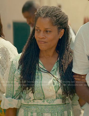 Maxine's green printed dress on From Scratch