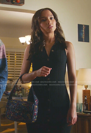 May's black ribbed sleeveless dress on 9-1-1
