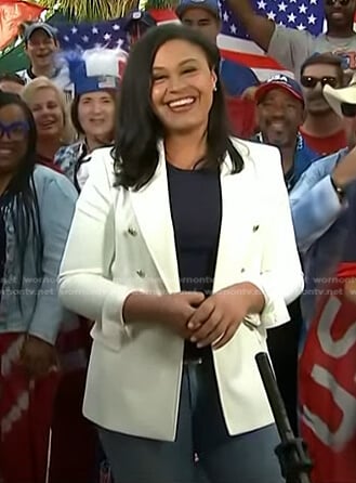 Meagan Fitzgerald's white double breasted blazer on Today