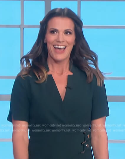 Claire Egan's green buckle pleated dress on The Talk