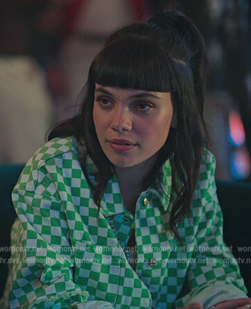Mencia's green check denim jacket on Elite