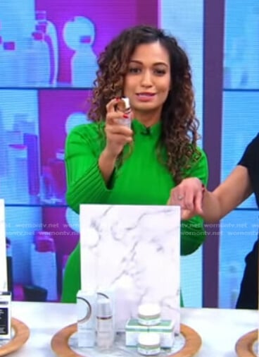 Milly's green ribbed dress on Good Morning America
