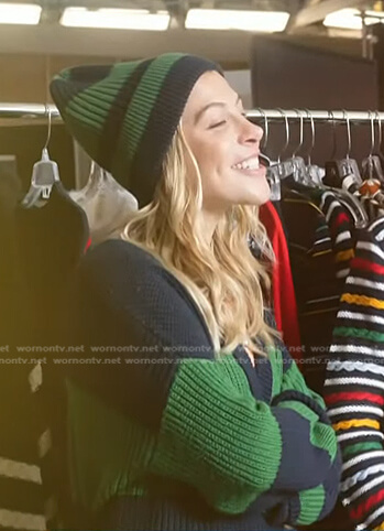 Molly Howard's green striped cardigan and beanie on Today