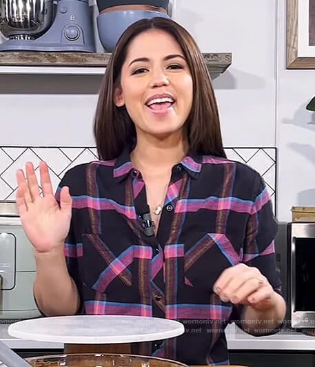 Molly Yeh's plaid shirt on The Drew Barrymore Show