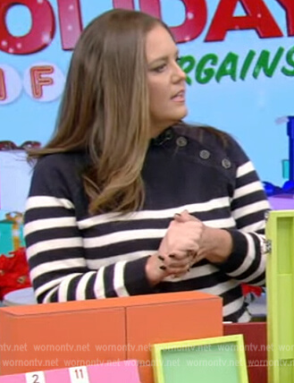 Monica Mangin's navy stripe sweater on Live with Kelly and Ryan