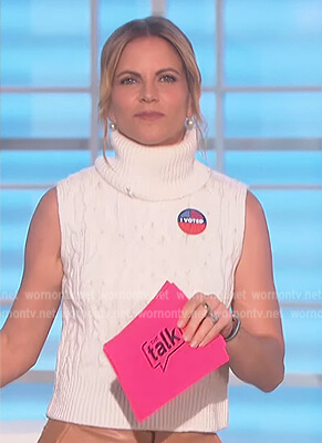 Natalie's white sleeveless turtleneck sweater on The Talk