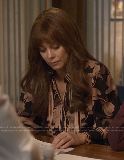 Nicky's black and blush floral blouse on Monarch