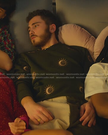 Didac's green moon embroidered sweatshirt on Elite