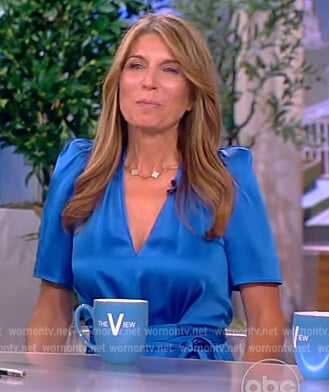 Nicole Wallace's blue satin dress on The View