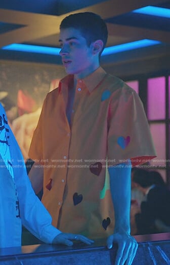 Patric's orange heart cutout shirt on Elite