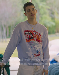 Patrick's lavender fish graphic sweatshirt on Elite