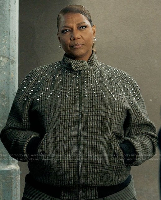 Robyn's studded plaid jacket and high top sneakers on The Equalizer