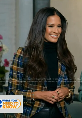 Rocsi Diaz's blue and orange plaid blazer on Good Morning America